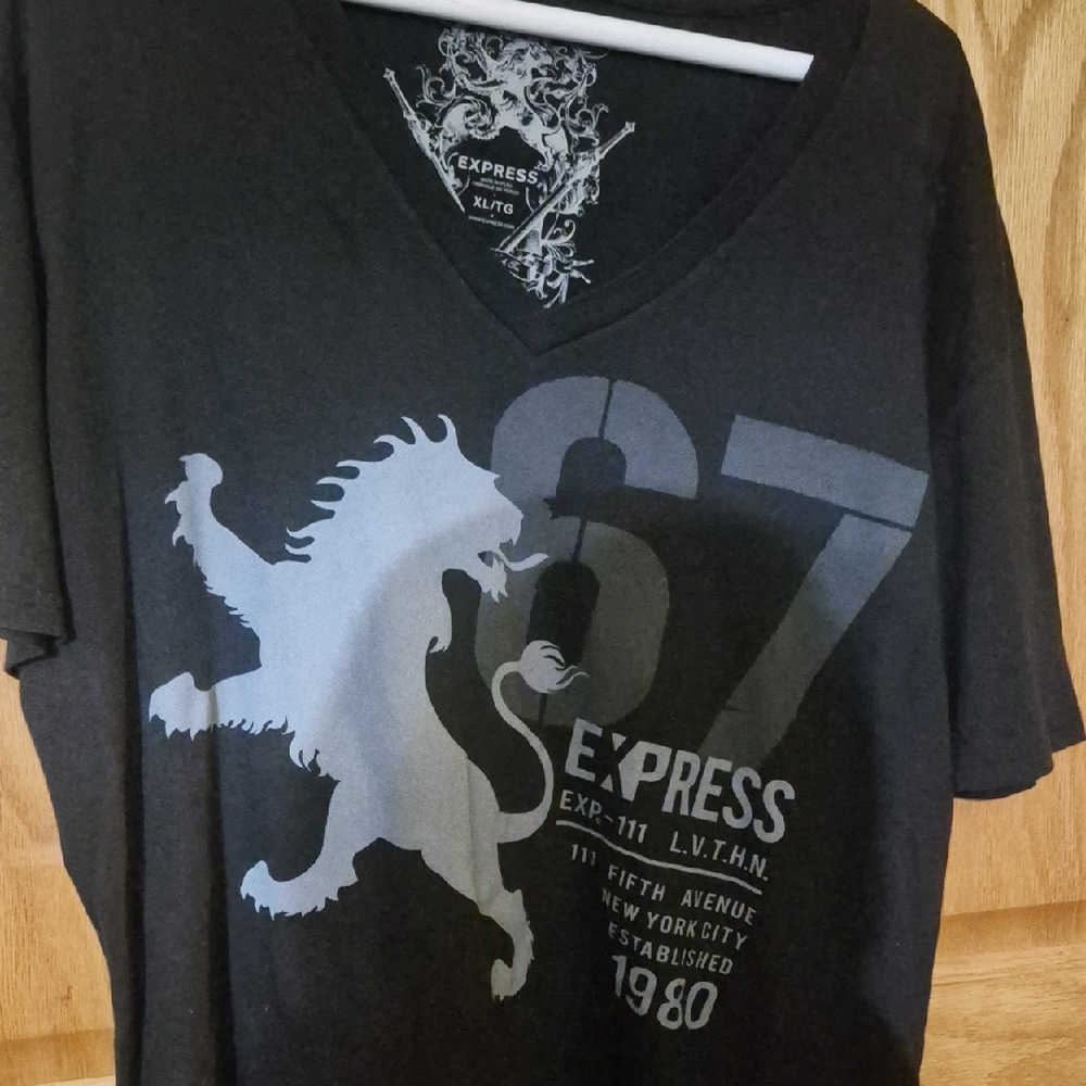 Express Men's Charcoal Graphic Tee